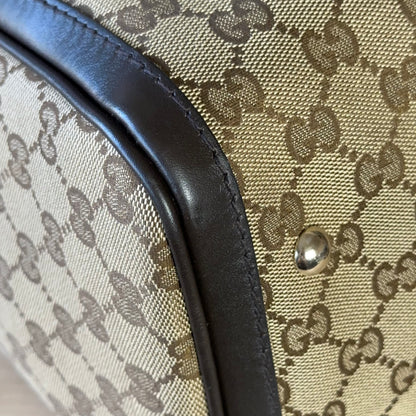 Gucci Vintage Web Dark Brown Medium Boston Bag