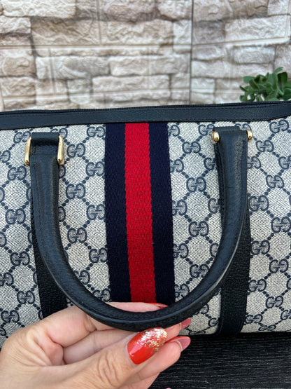 Vintage GG Supreme Navy Blue Boston Bag