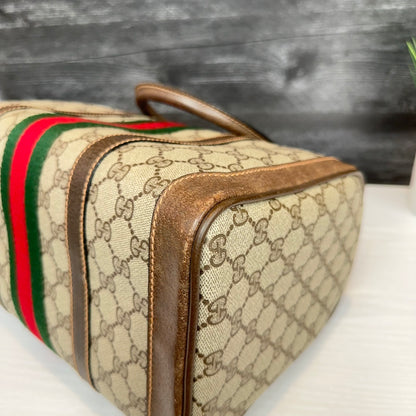 Vintage Gucci Sherry Line Web Boston Bag