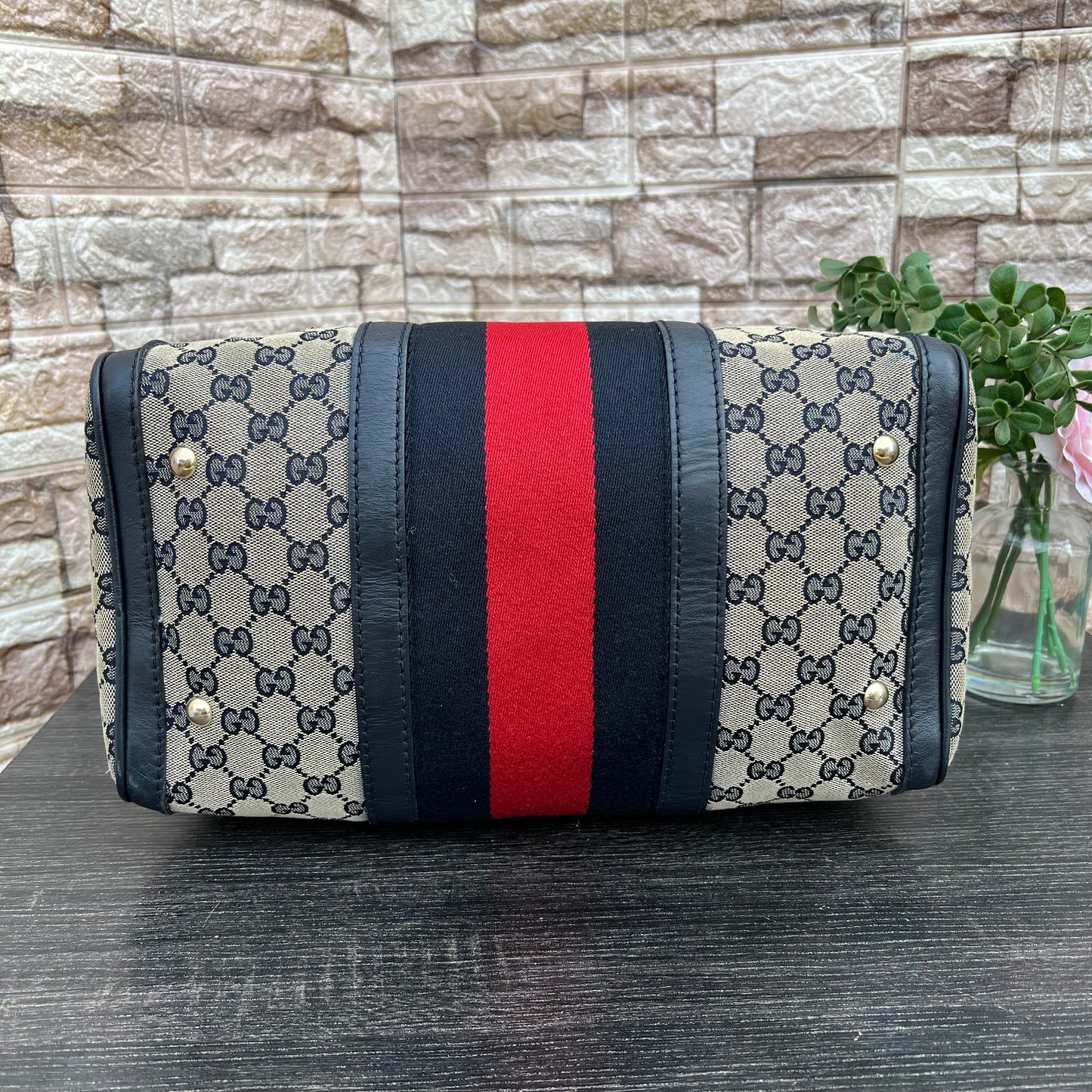 Navy Blue Boston Vintage Web Crossbody Bag