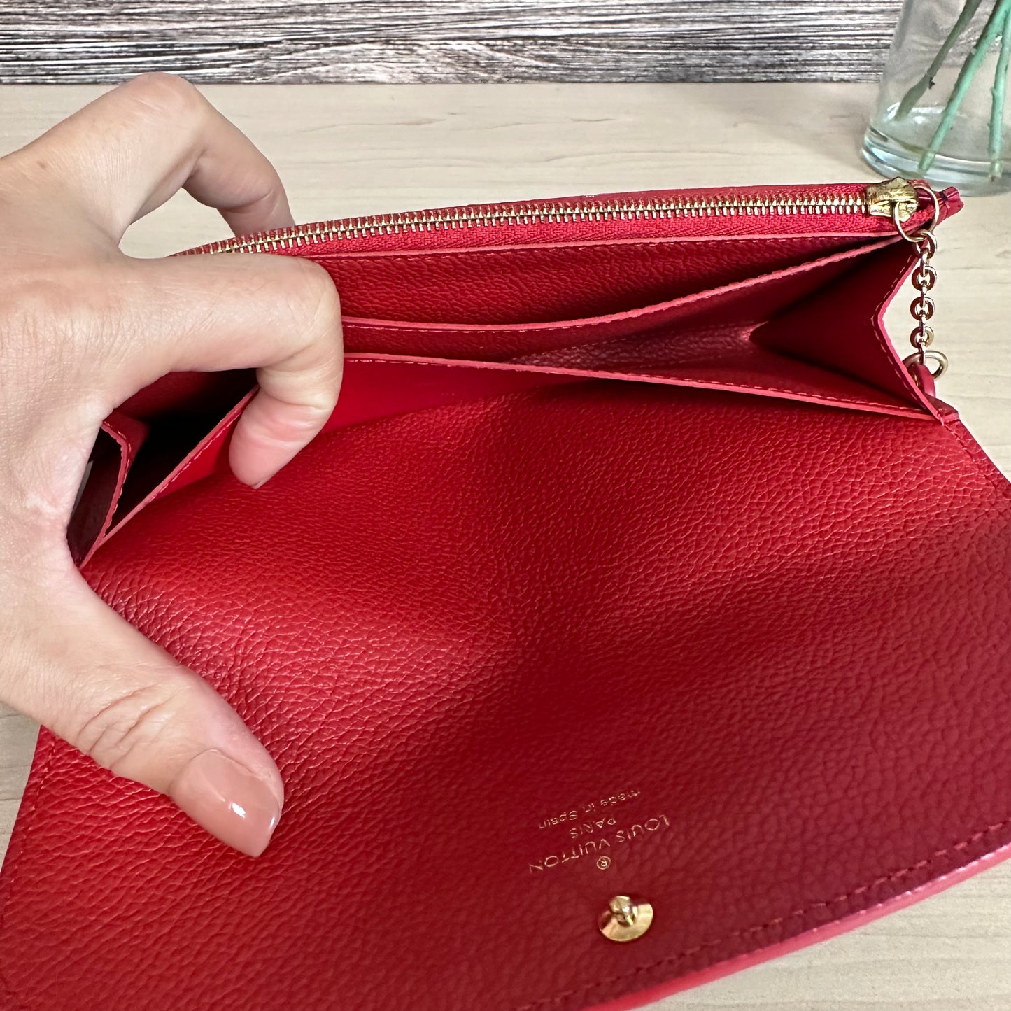 Limited Edition Empreinte Bloom Flower Emilie Wallet Marine Rouge