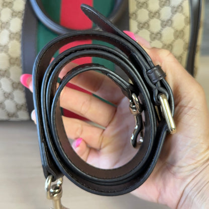 Gucci Vintage Web Dark Brown Medium Boston Bag