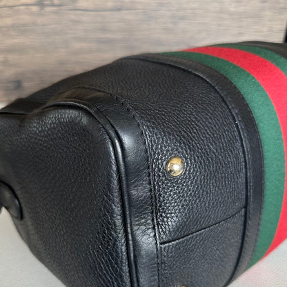 Vintage Web boston bag in black Leather