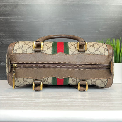 Vintage Gucci Sherry Line Web Boston Bag