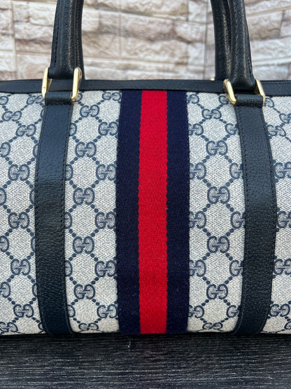Vintage GG Supreme Navy Blue Boston Bag