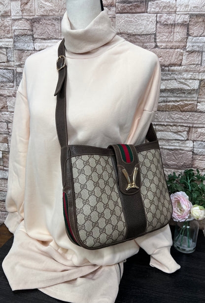 Vintage GG Supreme Sherry Line Equestrian Saddle Boots  Shoulder Bag