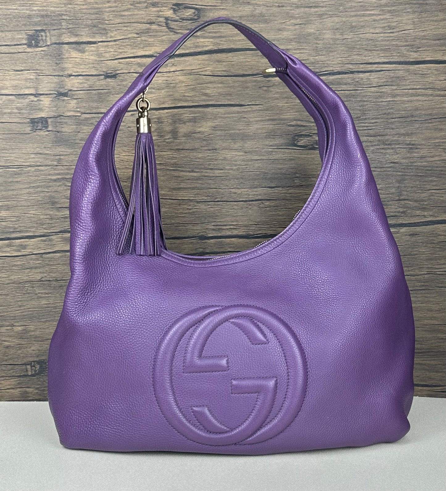 Large Soho Purple Leather Hobo Bag