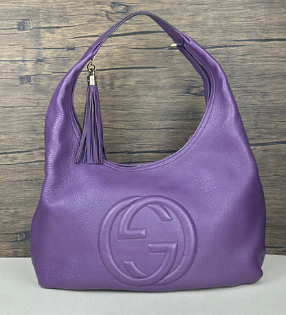 Large Soho Purple Leather Hobo Bag