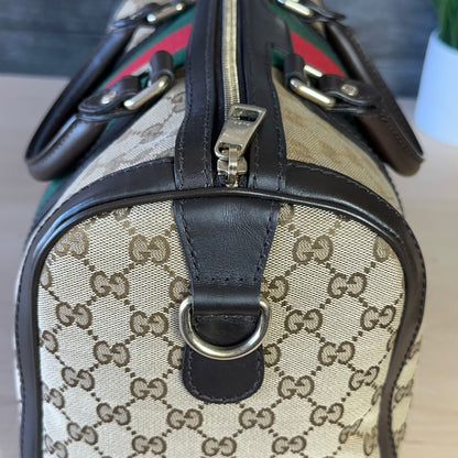 Gucci Vintage Web Dark Brown Medium Boston Bag
