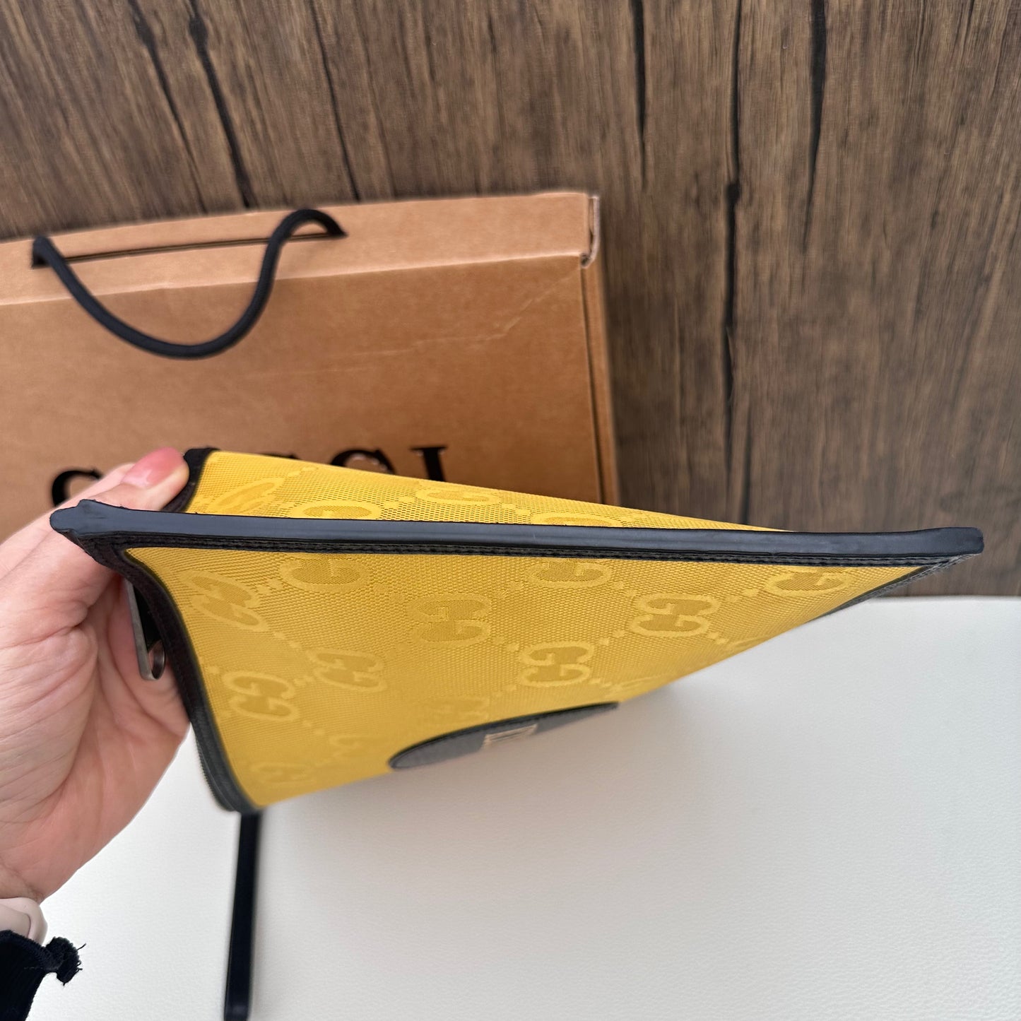 "Off The Grid" Econyl Wristlet Clutch Yellow