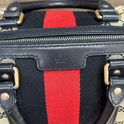 Vintage Web Navy Blue Boston Crossbody Bag