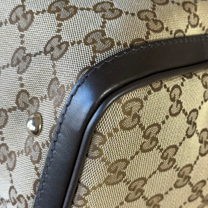 Gucci Vintage Web Dark Brown Medium Boston Bag