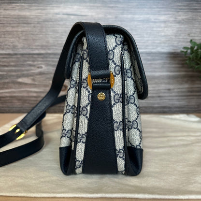 Vintage Web Navy Blue Crossbody Bag