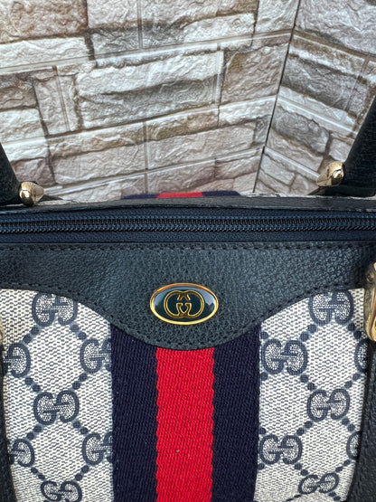Vintage GG Supreme Navy Blue Boston Bag