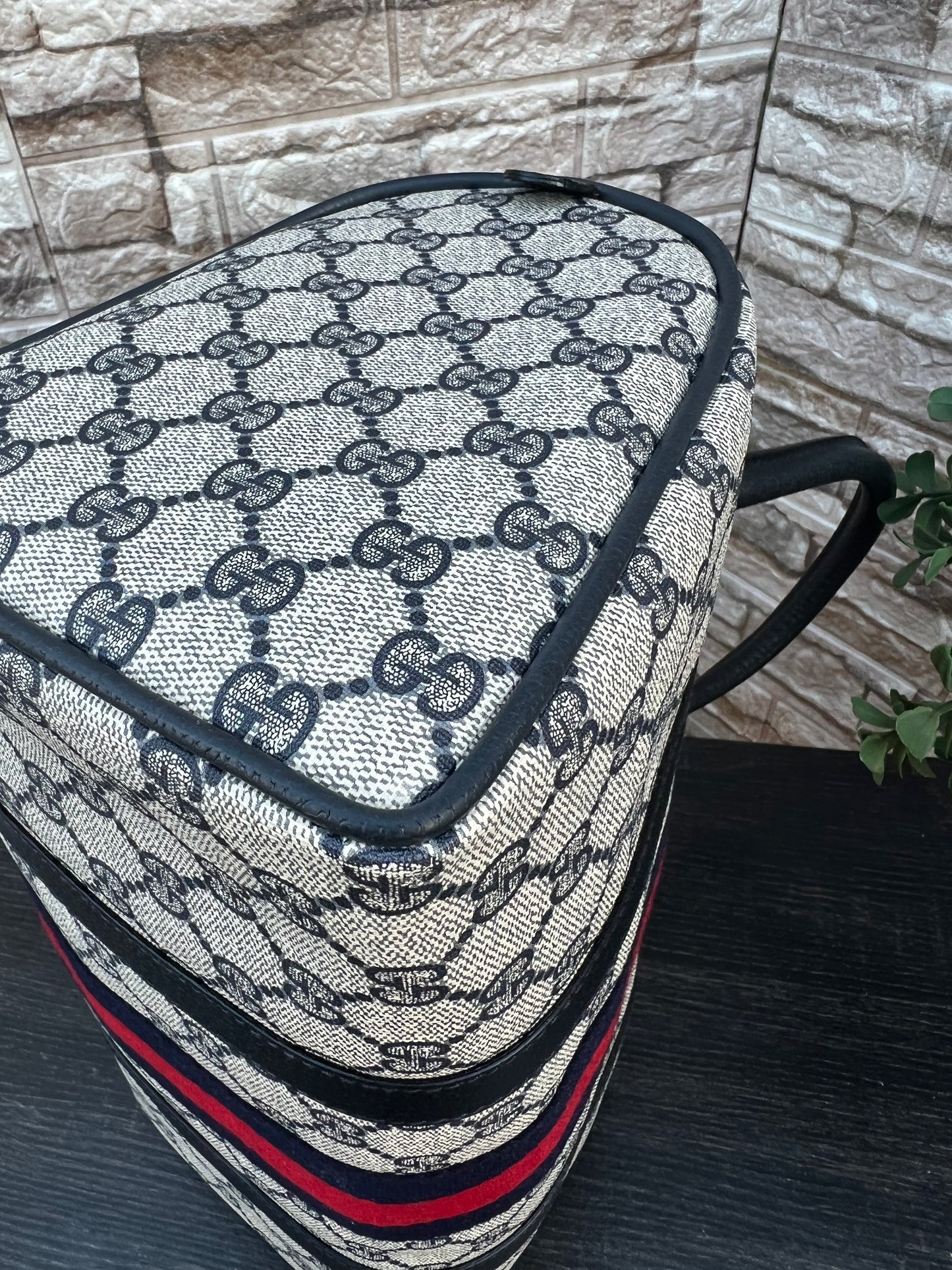 Vintage GG Supreme Navy Blue Boston Bag