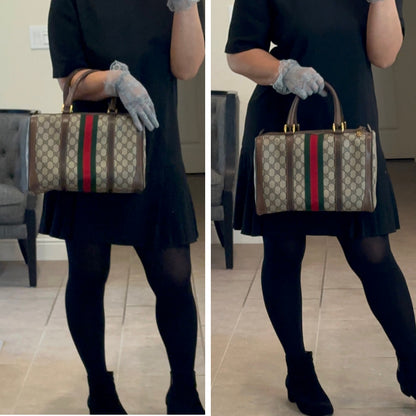 Vintage Gucci Sherry Line Web Boston Bag