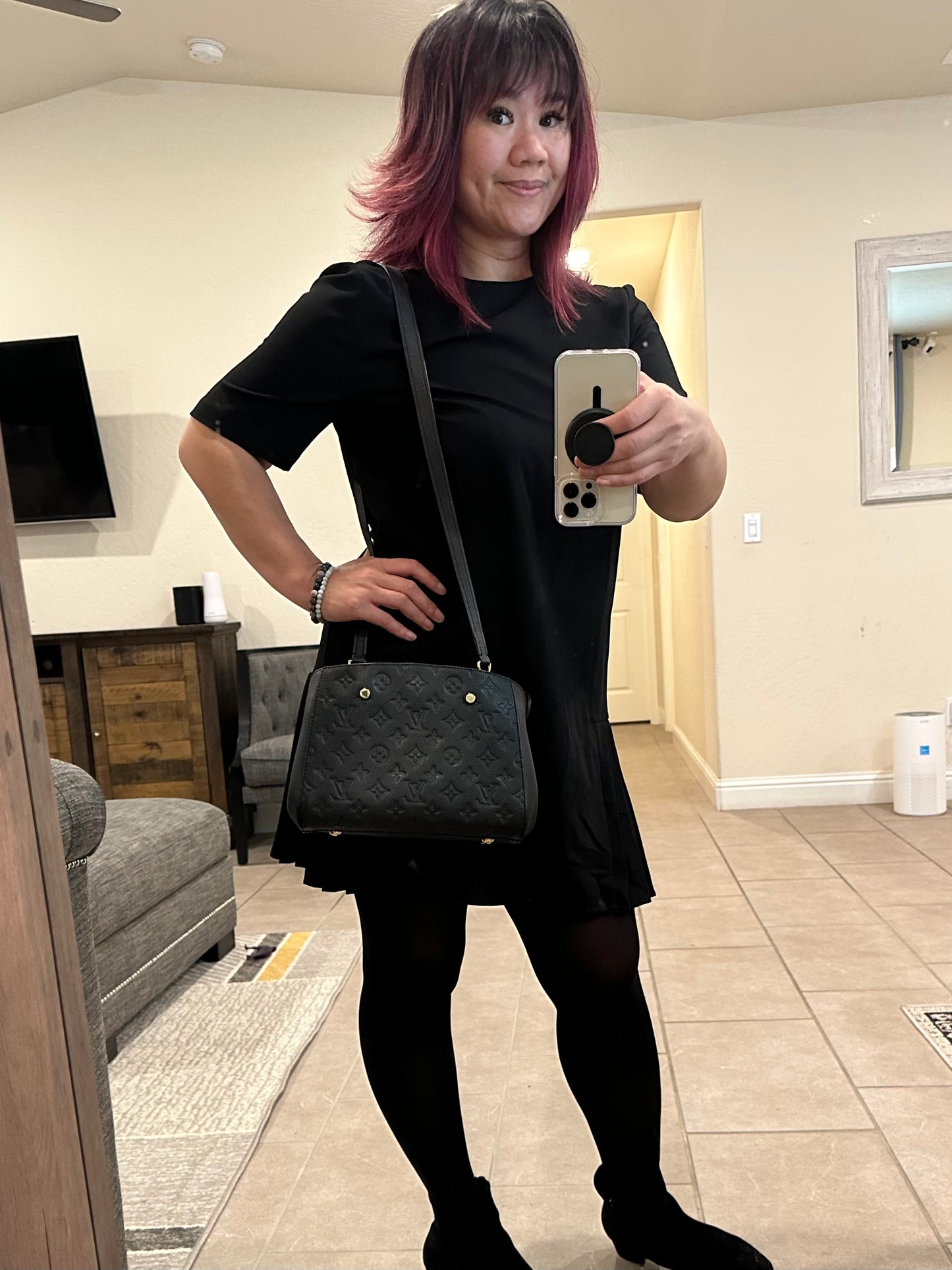Montaigne BB Black Empreinte Leather