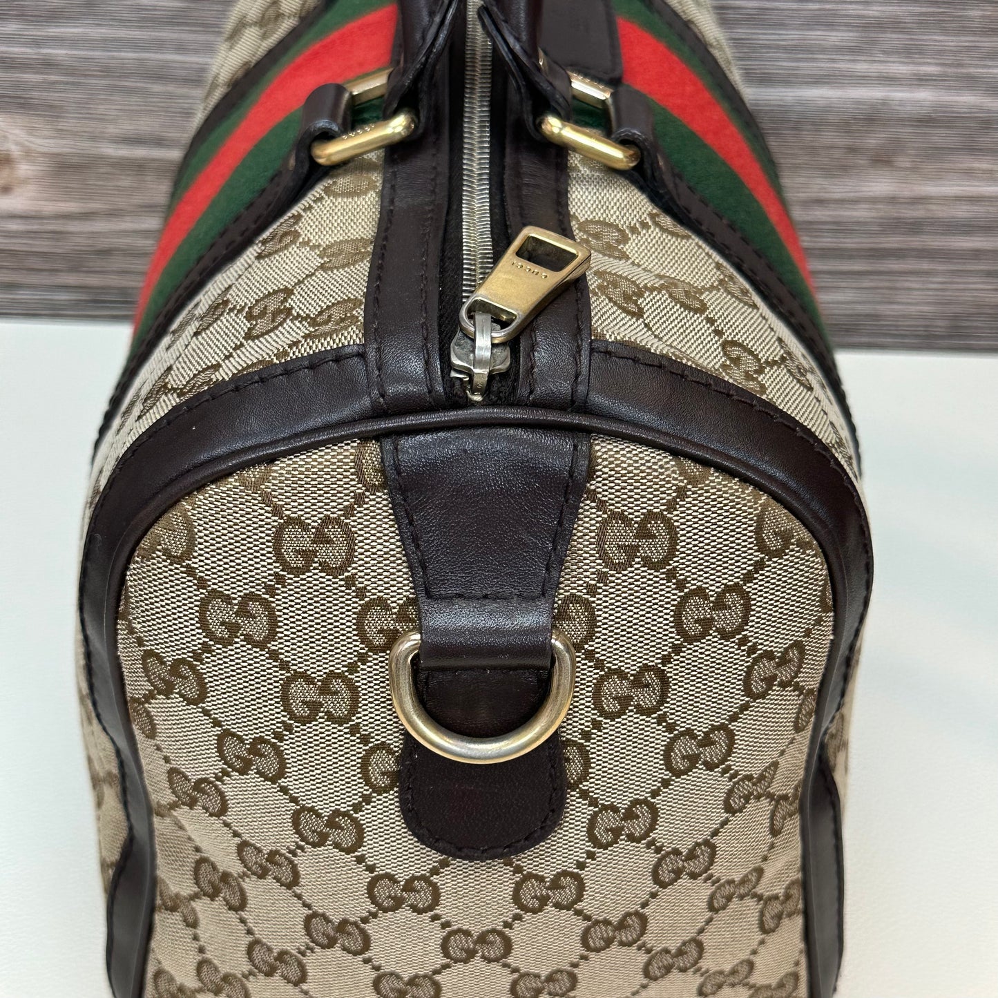 Boston Bag Vintage Web Dark Brown