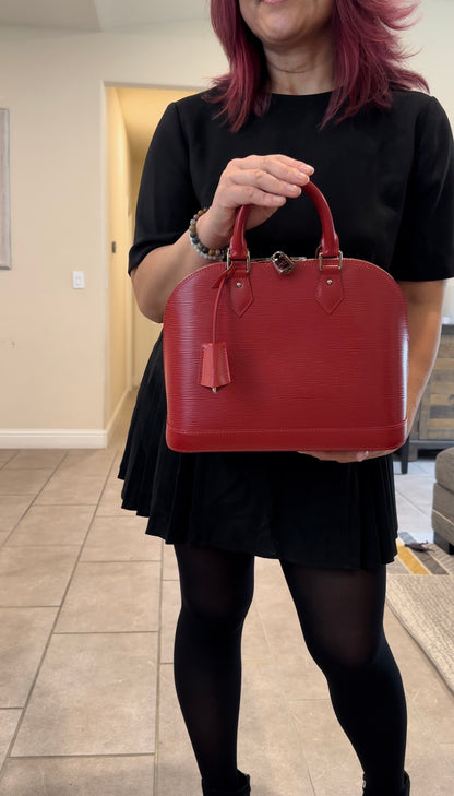 Coquelicot Epi Leather Alma PM