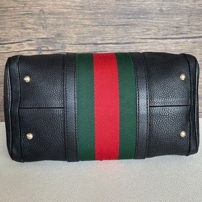 Vintage Web boston bag in black Leather