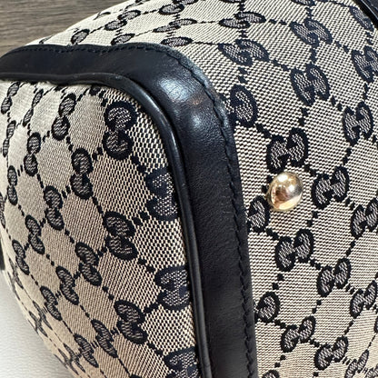 Vintage Web Navy Blue Boston Crossbody Bag