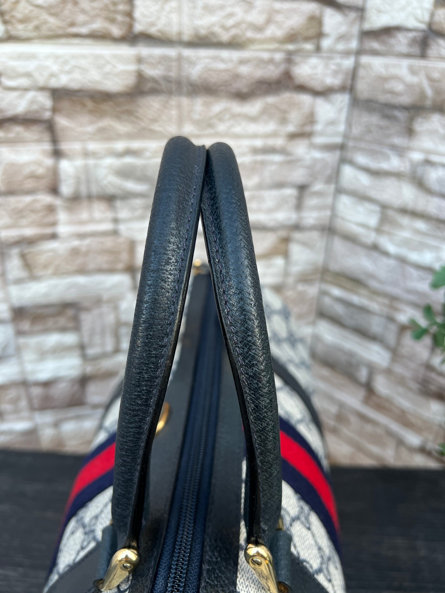 Vintage GG Supreme Navy Blue Boston Bag