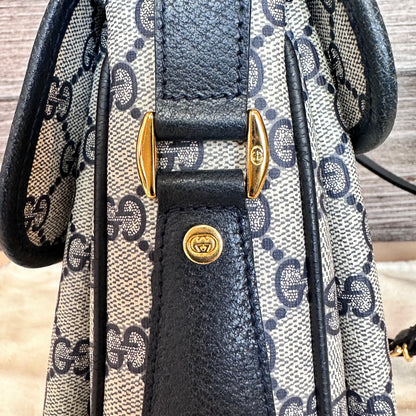 Vintage Web Navy Blue Crossbody Bag
