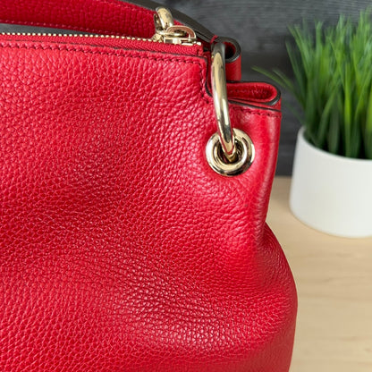 Authentic Preowned Red Soho Convertible Hobo Leather Bag