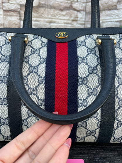 Vintage GG Supreme Navy Blue Boston Bag