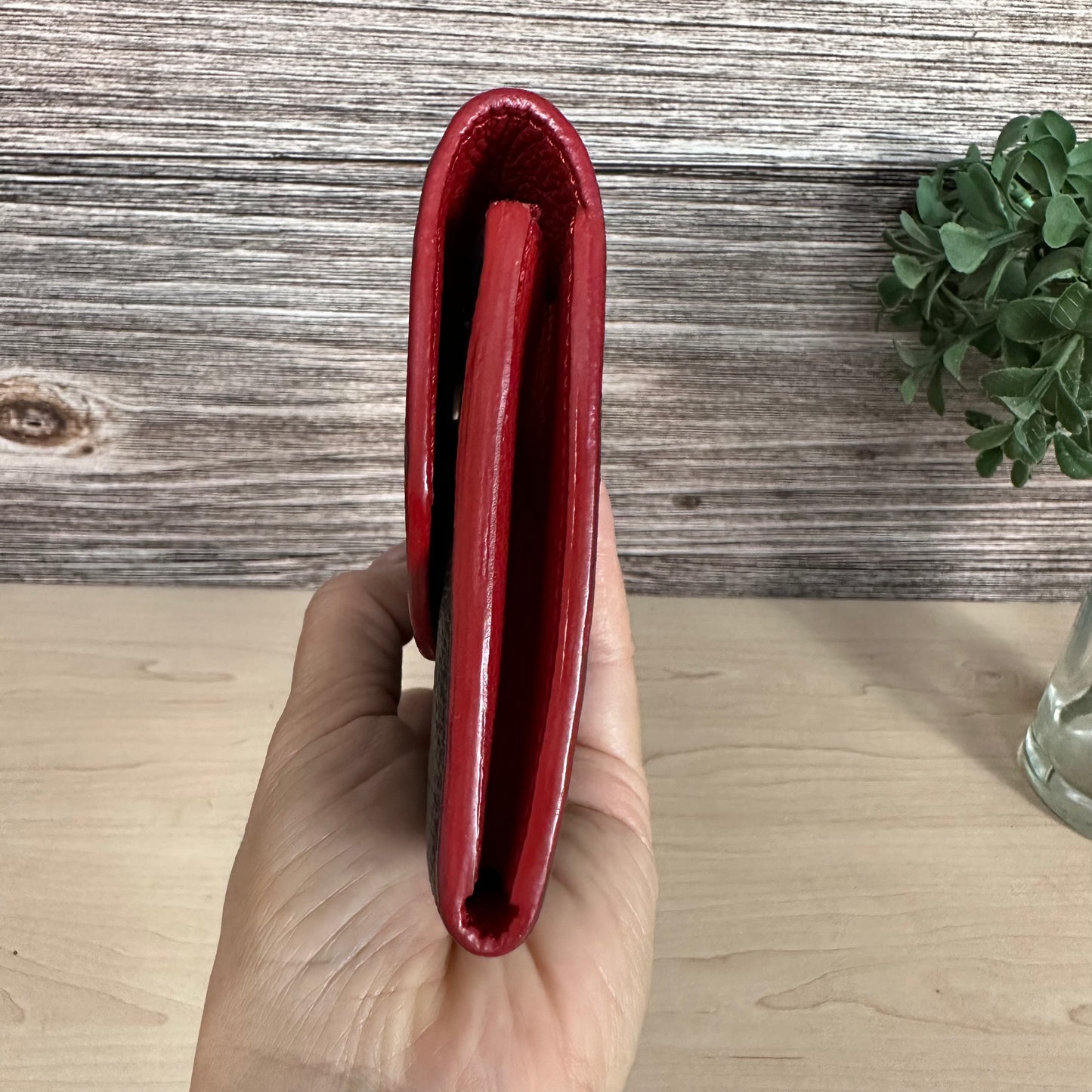 Limited Edition Empreinte Bloom Flower Emilie Wallet Marine Rouge