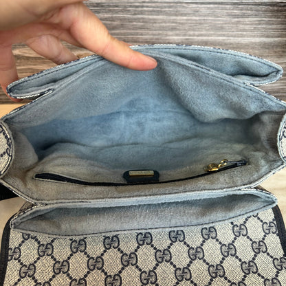 Vintage Web Navy Blue Crossbody Bag