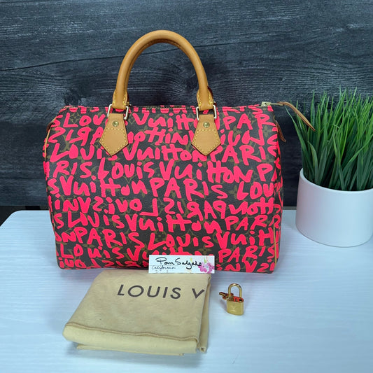 Authentic Pre-Owned Limited Edition Stephen Sprouse Graffiti Speedy 30 in Fuschia Pink