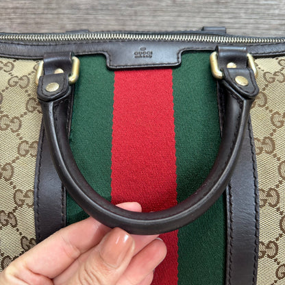Vintage Web Boston Bag Dark Brown