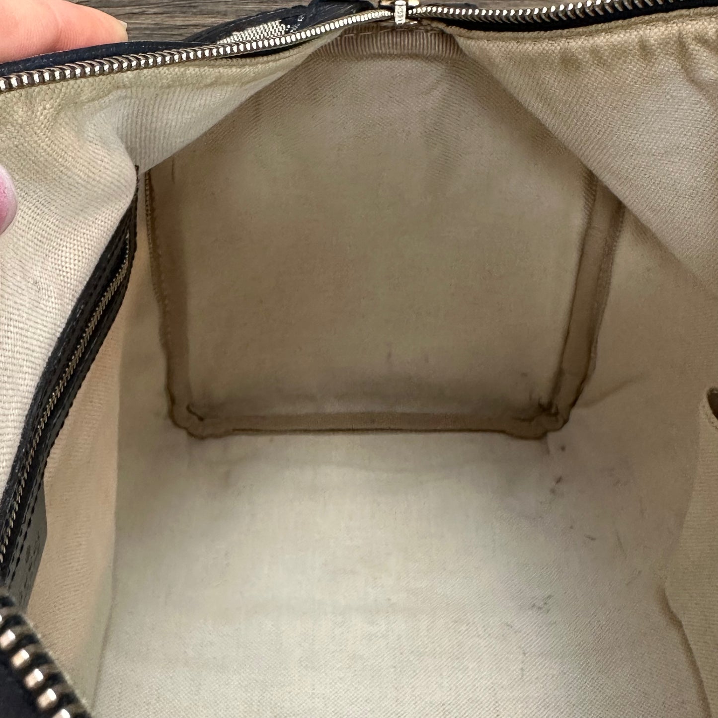 Vintage Web Navy Blue Boston Crossbody Bag