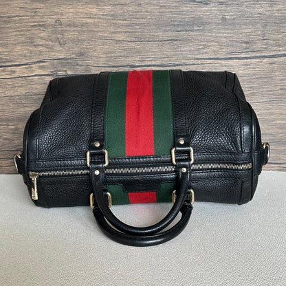 Vintage Web boston bag in black Leather