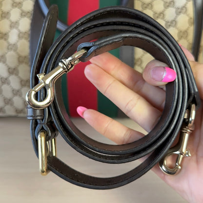 Gucci Vintage Web Dark Brown Medium Boston Bag