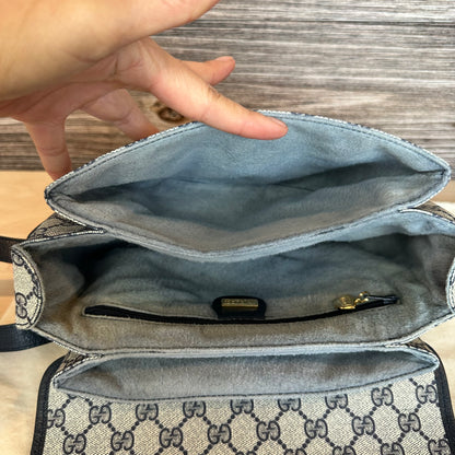 Vintage Web Navy Blue Crossbody Bag