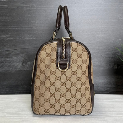 Authentic Pre-Owned Vintage Bee Web Boston Bag Dark Brown