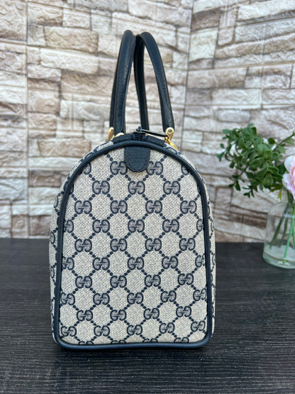 Vintage GG Supreme Navy Blue Boston Bag
