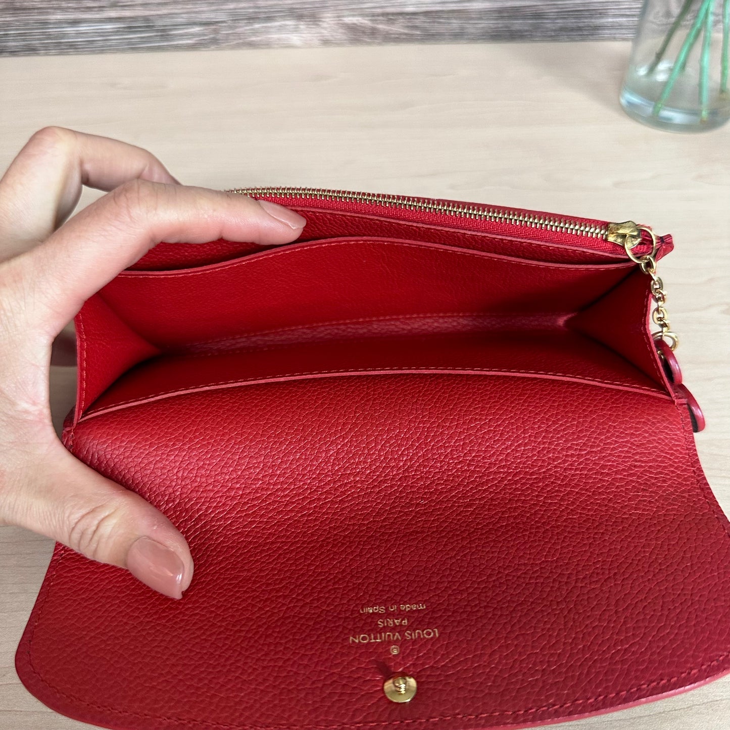Limited Edition Empreinte Bloom Flower Emilie Wallet Marine Rouge