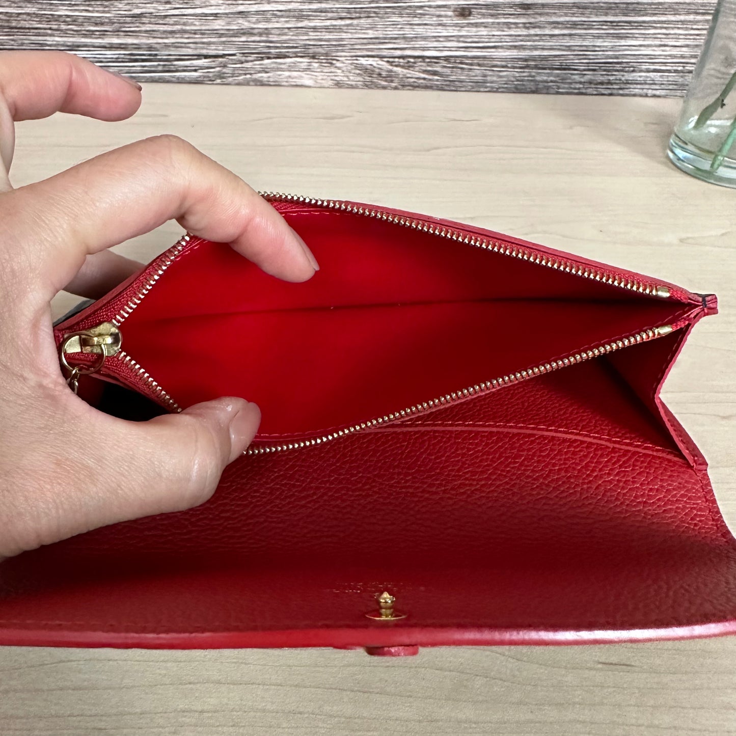 Limited Edition Empreinte Bloom Flower Emilie Wallet Marine Rouge