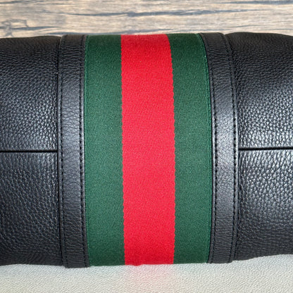 Vintage Web boston bag in black Leather