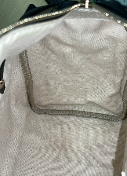 RARE BLACK LEATHER TRIM Medium GG Boston Vintage Web Bag