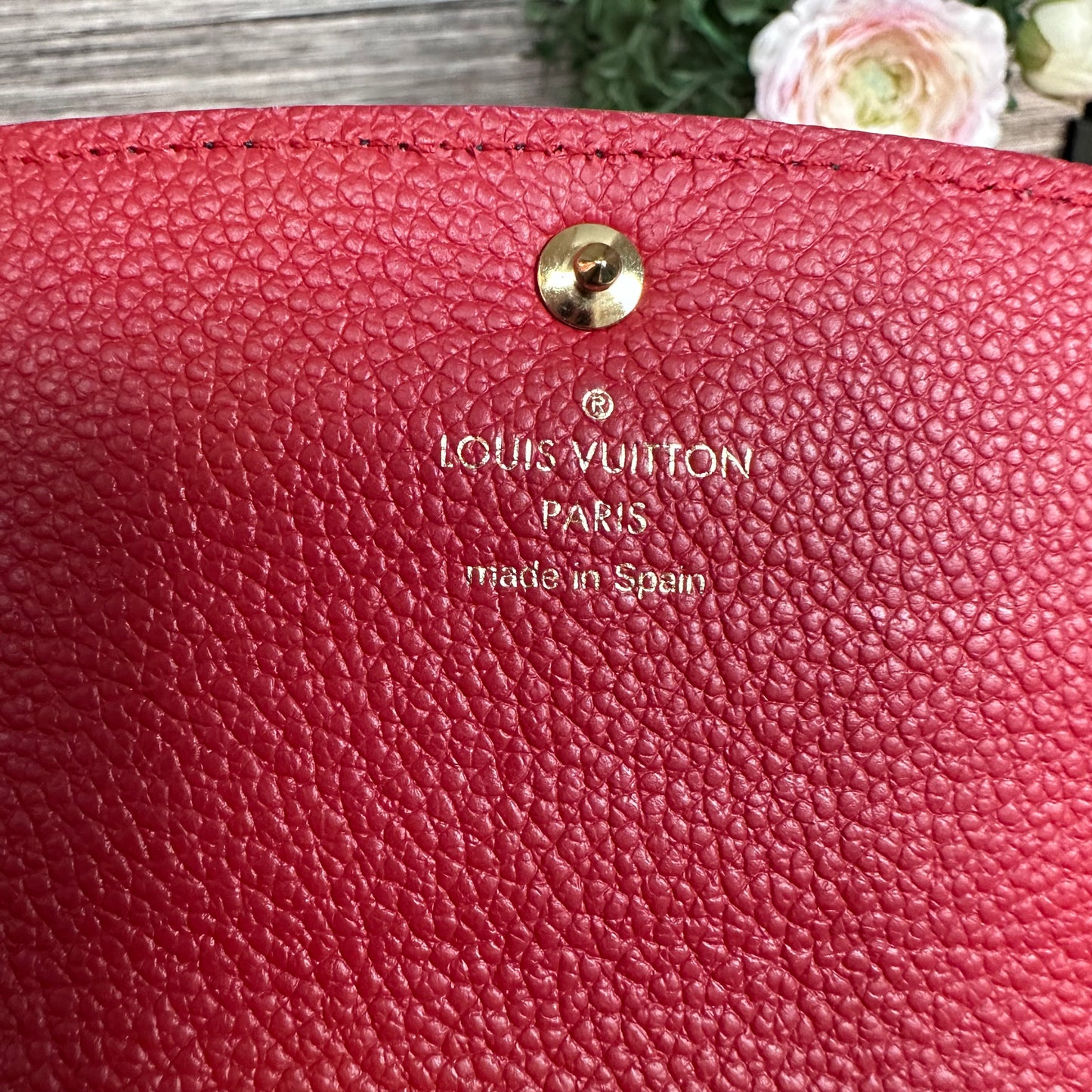 Limited Edition Empreinte Bloom Flower Emilie Wallet Marine Rouge