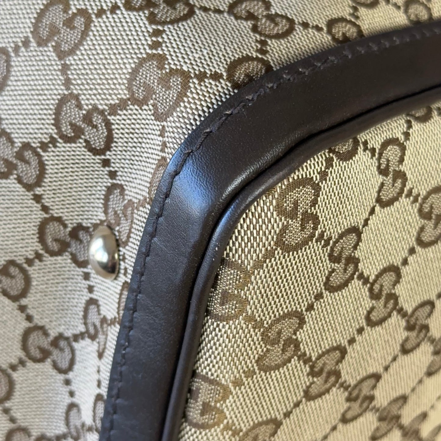 Gucci Vintage Web Dark Brown Medium Boston Bag