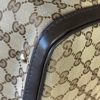 Gucci Vintage Web Dark Brown Medium Boston Bag