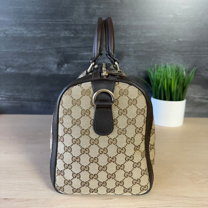 Gucci Vintage Web Dark Brown Medium Boston Bag