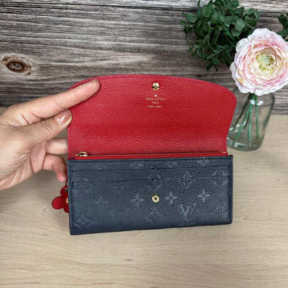 Limited Edition Empreinte Bloom Flower Emilie Wallet Marine Rouge